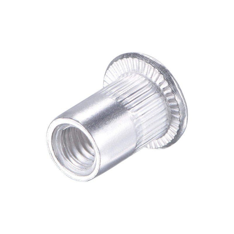 sourcing map M6 Rivet Nuts Aluminium Alloy Knurled Flat Head