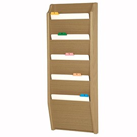 Wooden Mallet 5-Pocket File Holder, Letter Size, Mahogany