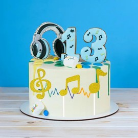 Honbay - 48 piezas de notas musicales con purpurina para magdalenas, símbolos musicales, decoraciones para tartas de frutas, postres para cumpleaños, bodas, fiestas temáticas, etc. (dorado)