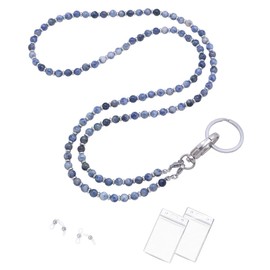 C&L Accessories Lanyard for Women, Beaded Lanyards for ID Badges Holder Teacher Lanyard Holder Keychain Necklace Glasses Strap for Women (Sodalite)