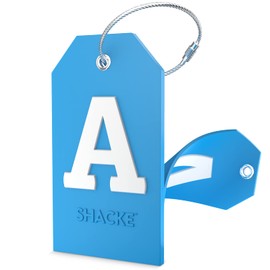 Initial Luggage Tag with Full Privacy Cover and Stainless Steel Loop (Aqua Teal) (A)