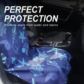 Zinytrae Sweat Towel Car Seat Cover Protector Front Seats for Gym Workout, Running, Swimming, Beach and Hiking, Waterproof Universal Seat Cover for Car, Truck, Van & SUV (1pcs Front Seat)