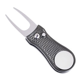 Mile High Life All Metal Foldable Golf Divot Tool with Pop-up Button & Magnetic Ball Marker (Gray Bone)