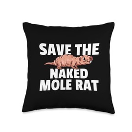 Naked Mole Rat Funny African Rodent Throw Pillow