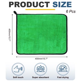 uxcell 6 Pcs 800gsm Microfiber Towels for Cars, 15.7 x 15.7 Inch Car Drying Towel Drying Towels Car Detailing Extra Large Super Absorbent Towel for SUV Truck Home, Gray Green