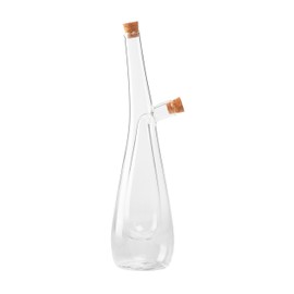 Tala Oil Pourer and Drizzle, Elegant Glass Drizzlier to Store and Pour Both Oil & Vinegar, Duel storage in contemporay curved design with Cork stoppers and holds 275ml and 125ml