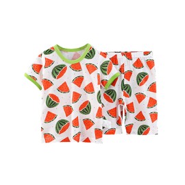 Aduni Kids' Pajamas, Boys, Girls, 100% Cotton, Top and Bottom Set, Short Sleeve, Room Wear, Children's Clothes, Loungewear, Sleepwear, Baby Clothes, Room Wear, Children's Pajamas, Cute, Summer, 35.4 -