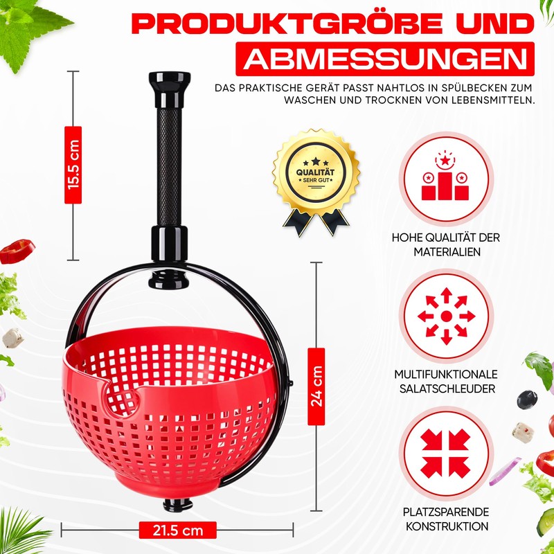 WoonFux® Salad Spinner with Practical Folding Handle - Salad Spinner