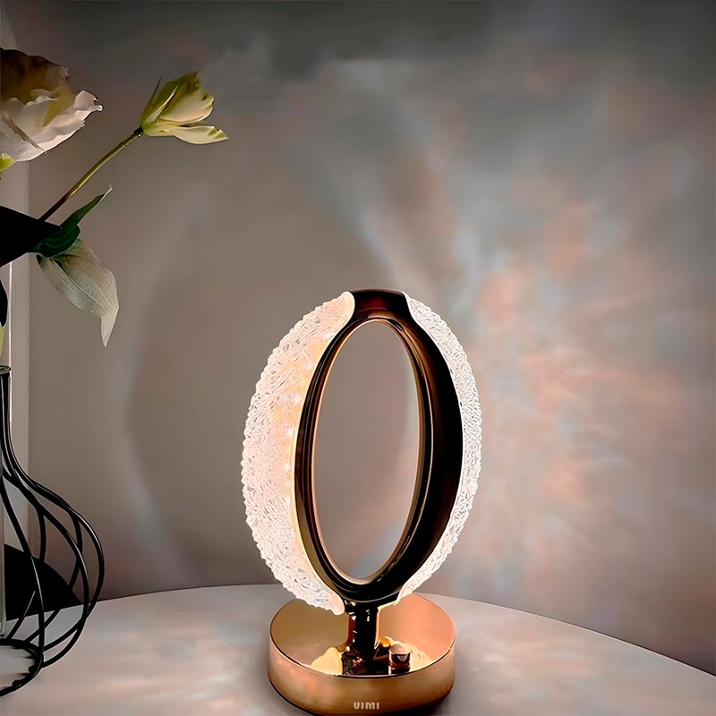 Lámpara de Cristal Led Elegante Aro para Escritorio Mesa Buró
