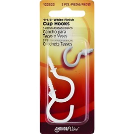 Hillman 1-1/4" White Cup Hooks 2Pk