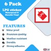 6 Pack - LPG Warning Stickers - 100mm x 100mm