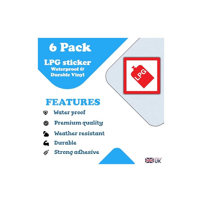 6 Pack - LPG Warning Stickers - 100mm x 100mm