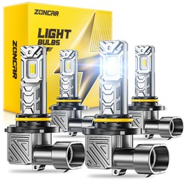 ZonCar 9005 9006 Fog Light Bulbs Combo, 10X Brighter 120000LM 6500K White HB3 HB4 Driving Light Bulbs, 1:1 Size Plug N Play, 60,000h Long Lifespan, Automotive Headlight Covers, Box of 4