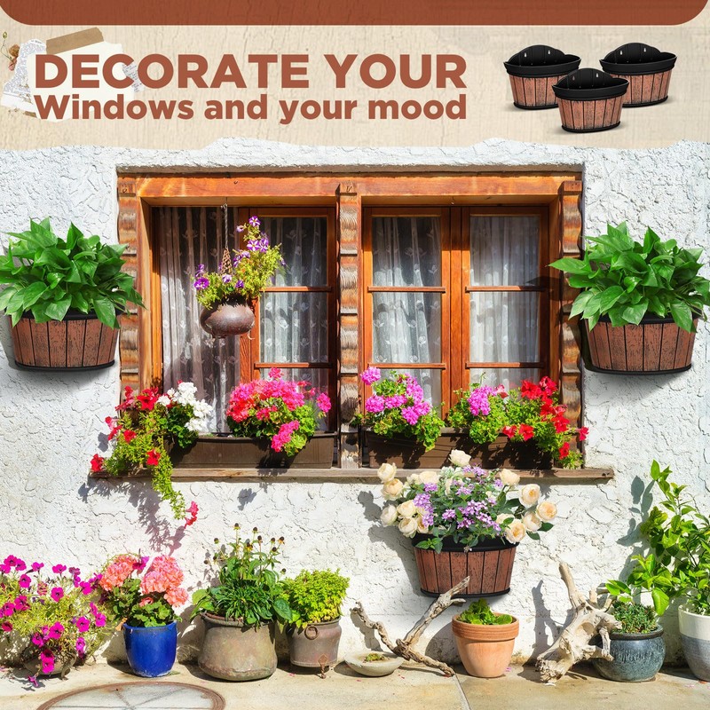 Layhit 6 Pcs Wall Hanging Planters Outdoor Pot Planter Wine