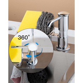 Kitchen Soap Dispenser with Sponge Holder, 360° Rotating Pump Head with 1 m Extension Tube Set, Good Suction Power Soap Dispenser
