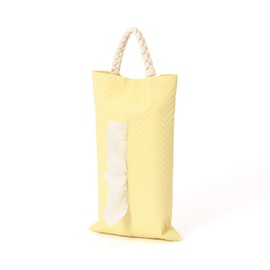 Francfranc Quilted Hanging Tissue Cover Yellow Tissue Case Wall Hanging