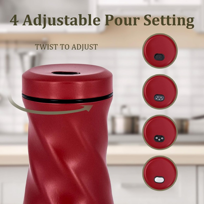 Red Salt and Pepper Shakers with Adjustable Pour Hole, NEODACO