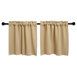 Pickluc Cafe Kitchen Curtains 36 Inches Long 2 Panels, Blackout Tier Curtains with Rod Pocket, Short Black Out Curtain for Small Window, 42" Wide and 36" Length, Set of Two, Beige.