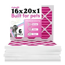 16x20x1 Air Filter by Colorfil | Color Changing Filters Designed for Cat and Dog Odor | MERV 8 Filter | Air FIlter 16x20x1 | Air Conditioner Filter | HVAC Filter for Pet Hair | 16x20 Air Filter 6 pack