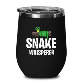 Snake Lovers Black Edition Wine Tumbler 12oz - Snake whisperer - Exotic Tropical Pet Reptiles Lizard Snake Turtle Geckos Tortoise Breeder Camouflage