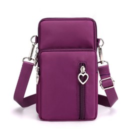 WITERY Small Crossbody Bag for Women - Multi Zipper Nylon Waterproof Cell Phone Purse Phone Pouch with Adjustable Strap, Mini Crossbody Purses Lightweight Shoulder Bag Travel Purse Wallet Wristlet