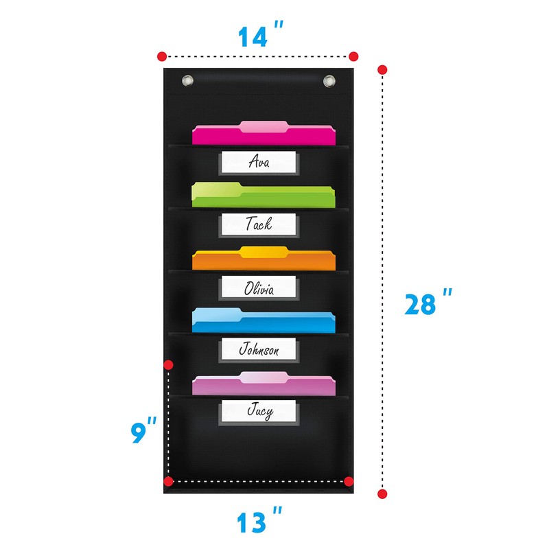 Organization Pocket Chart, Wall File Organizer Folder with 5 File