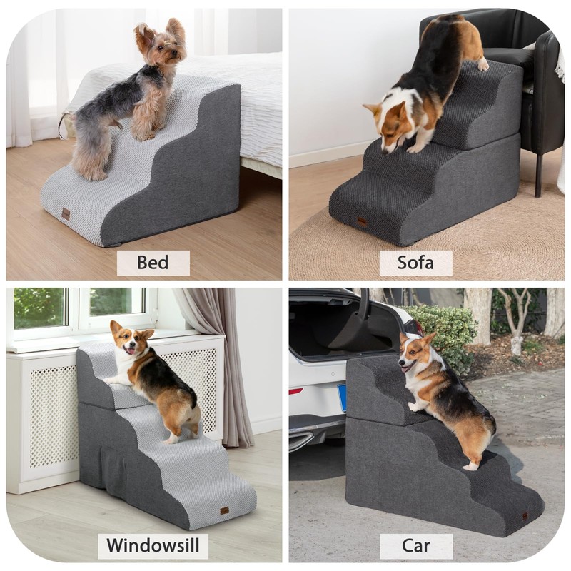 Garnpet Dog Stairs for High Beds, 4-Step Dog Steps for