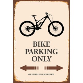 AGDeko® Schild aus Holz 12x18cm Bike parking only zum Aufhängen oder Stellen Raum Dekoration