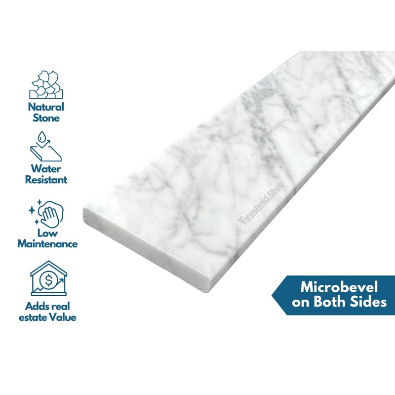 White Carrara Marble Saddle Threshold | Eased Edge | Versatile