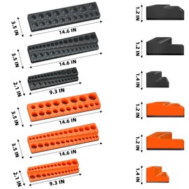 Magnetic Socket Organizer Holder Set – 8-Piece Tool Organizers Including 1/4", 3/8" and 1/2" Drive Socket Holder Metric & SAE 207 Pieces Socket Trays (Sockets are not Included)