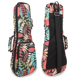 21" Soprano Summer Tropical Leaves Print Ukulele Gig Bag Sling Music Case (Red Leaves)