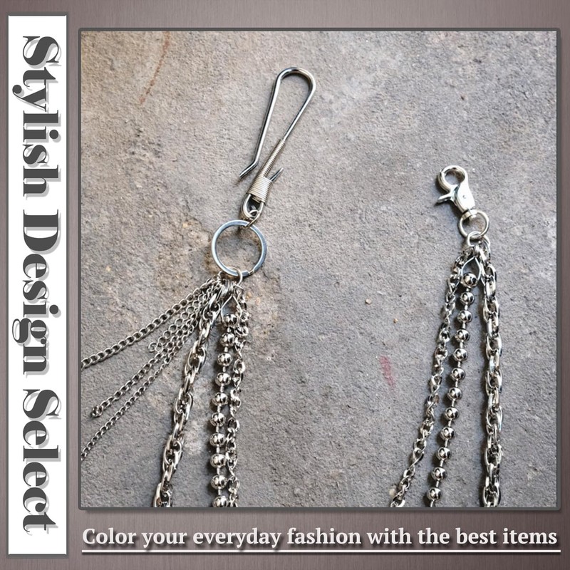 [ワン リミテーション] ウォレットチェーン ボールチェーン キーリング シルバー 財布 メンズ レディース AN093(シルバー)