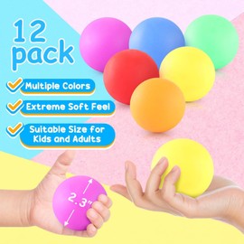 Kickidz Slow Rising Stress Ball 12 Pack, Stretchy Fidget Ball for Anxiety Stress Relief, Hand Therapy Sensory Squishy Ball, Pull Stretch Fidget Toy for Students, Classroom Prize Box Toys