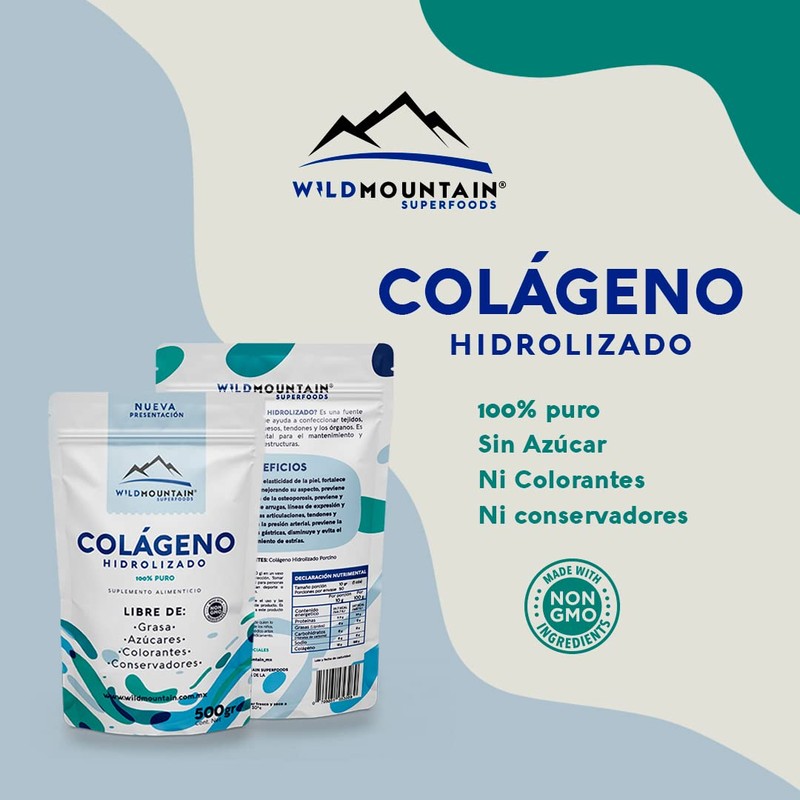 COLAGENO HIDROLIZADO EN POLVO 100% PURO, LIBRE DE GRASA, AZUCAR,
