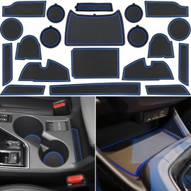 LOCOY Center Console Liner for Subaru Crosstrek Accessories 2024 2025 2026, for Impreza Cup Holder Mat, Coaster Trim, Non-Slip Dust Interior, Door Slot Pad, Rubber Decoration Insert (20pcs, Blue)