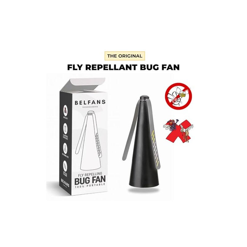 Belfans FlyRepellent Fan for Tables – AA Battery/USB Powered, Soundless