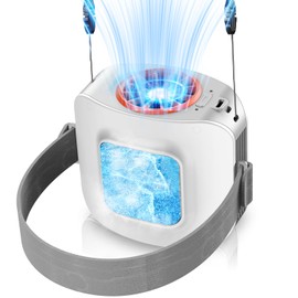 Tragbarer T Shirt Taille Ventilator mit Eiskühlung Platte, Gürtel Nackenventilator Klein Mobile klimaanlage 10000mAh Akku Aufladbar 13500U/M Starker Luftstrom für Büro Außen Reise Camping Strand
