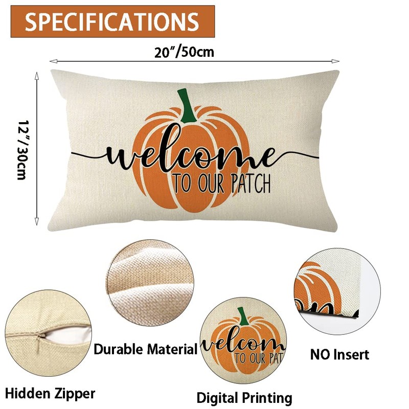 Ogiselestyle Welcome to Our Pumpkin Patch Throw Pillow Covers, 12