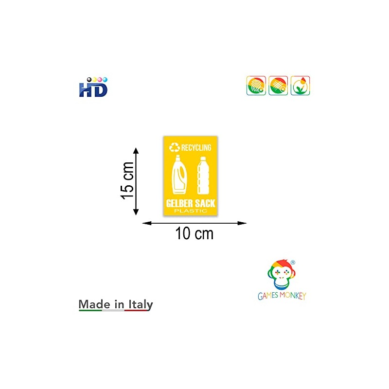 GamesMonkey® - Separate Collection Small Recycling Waste Stickers – DE
