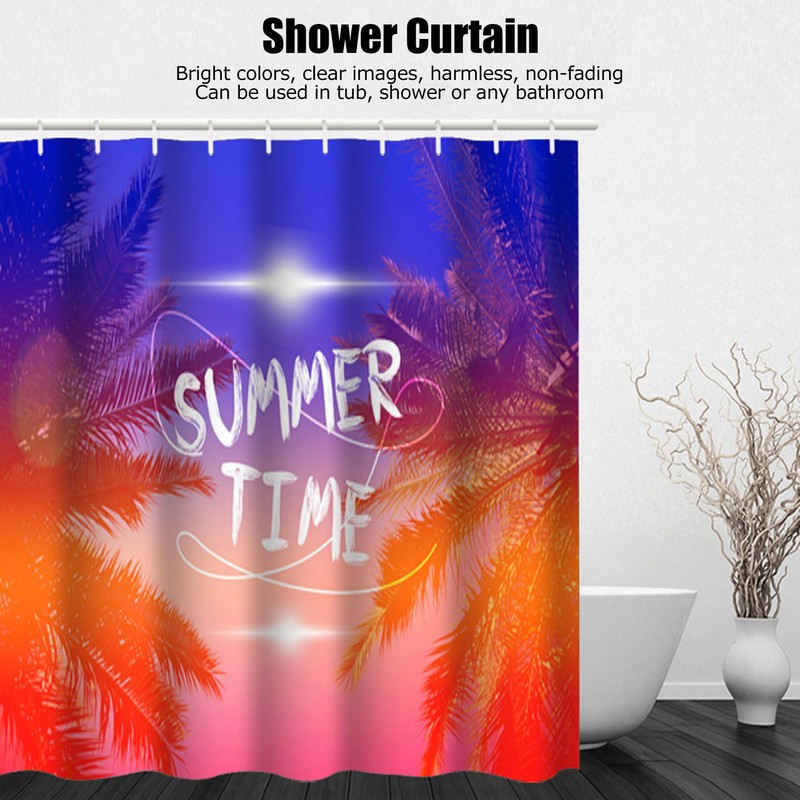 Shower Curtain Waterproof Thick Polyester PunchFree Curtain with Hook for
