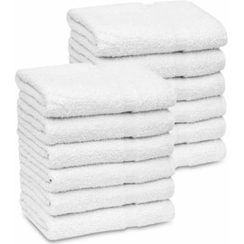 Unbranded Pack of 12 White 22"X44" 100% Cotton 7 lb Economy Hotel / Gym/Spa Bath Towels
