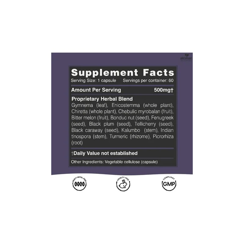 Akshar Ayurveda Gluco Support 60 Cápsulas