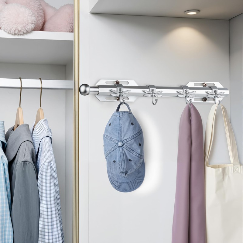 LOMILD 12" Valet Rod for Closet Pull Out with 4