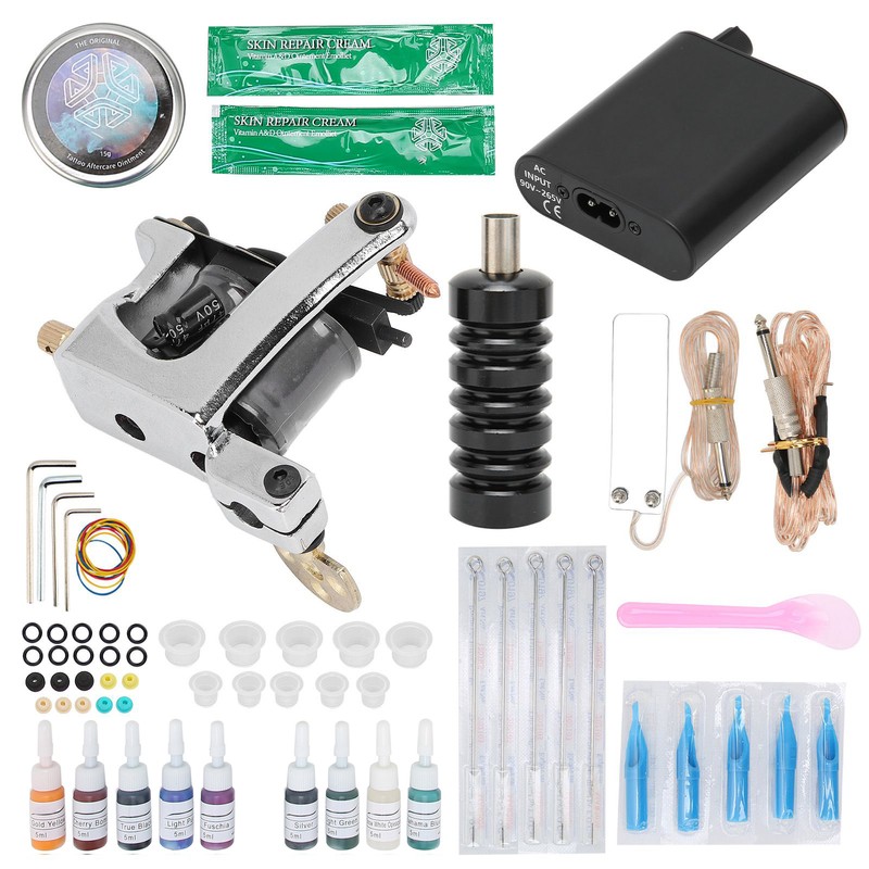 Coil Tattoo Machine Kit Clip Cord Foot Pedal Power Supply