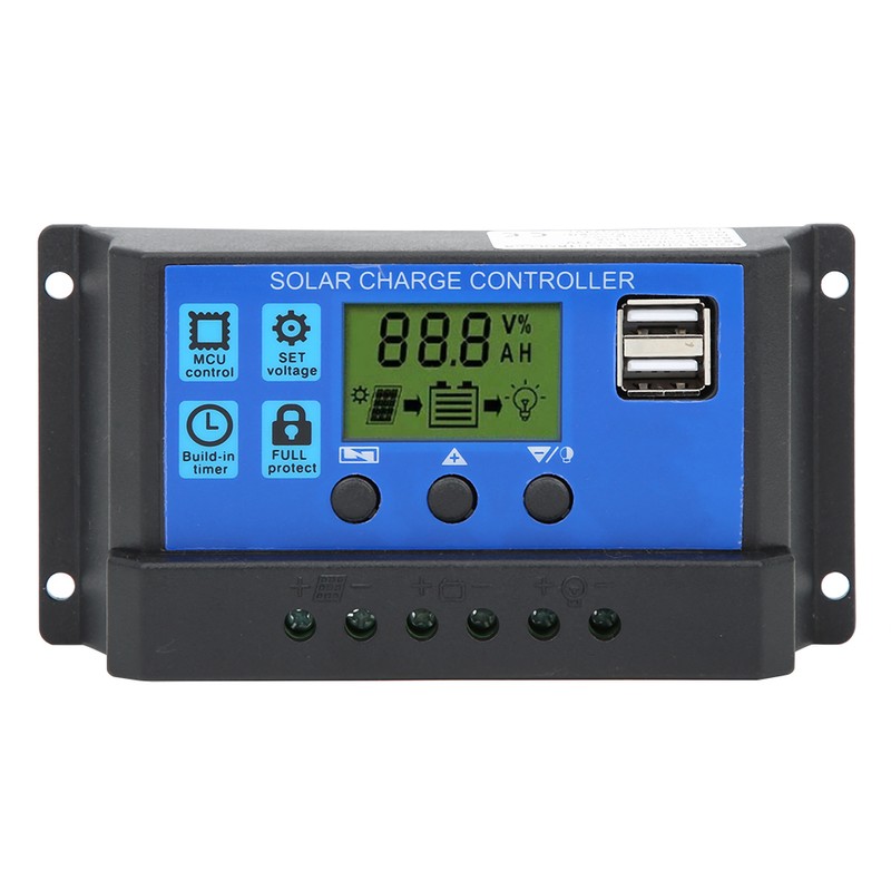 Solar Panel Controller LCD Display Battery Charge Control Dual USB