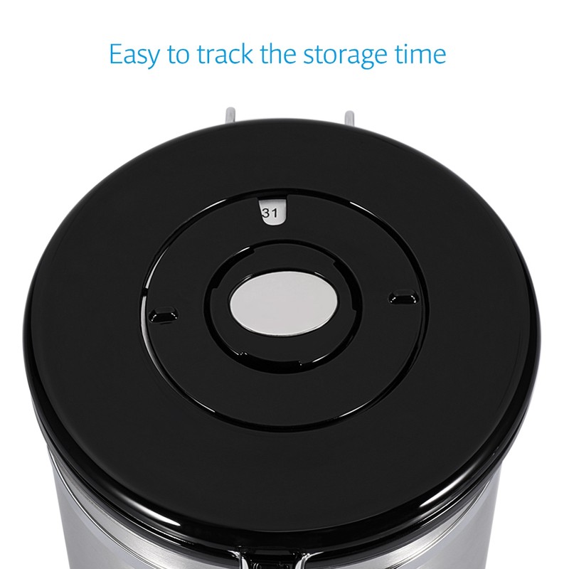 Coffee Container Large Airtight Stainless Steel Black Kitchen Storage Canister(Silver