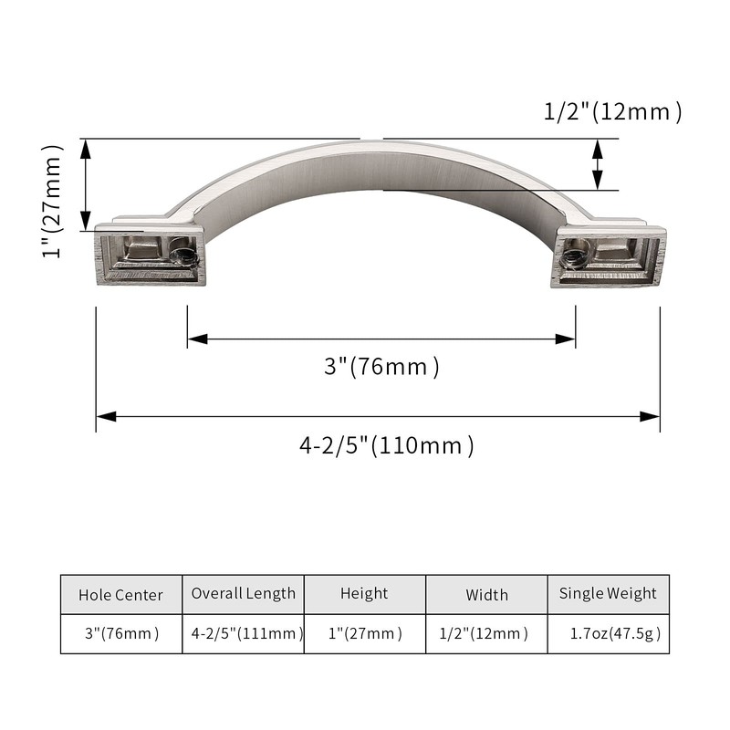 AOOTOCH 5 Pack 3 inch Cabinet Pulls Brushed Nickel Cabinet
