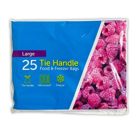FOOD BAGS Tie Handle Bags Resealable bags Sandwich bags food freezer bags (25 x Large Tie Handle)