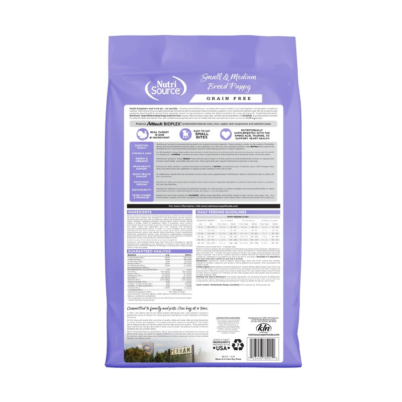 NutriSource Grain Free Dry Puppy Food for Small and Medium