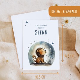 Funeral Card Star Child, Folding Card with Envelope, Lion Stars, Young Powers, Condulence Card, Funeral Funeral